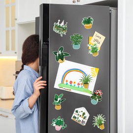 16 Pieces Plant Fridge Magnets, Cute Potted Plant Refrigerator Magnets Plant Magnetic Stickers Plant Magnets for Fridge Plant Lovers Home Kitchen Office Locker Whiteboard Car Garage Decor