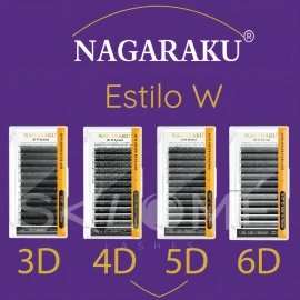 Nagaraku Extensiones De Pestañas 4d W Fibras Tecnológicas Color Negro Espesor 7 Mm Largo 14 Mm Tipo De Curvatura D
