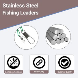 Atibin Line Swivels Fishing Leaders Freshwater Fishing Rigs Wire Leaders Lures Wire Steel Fishing Leader Saltwater Black Nickel #5 60lb 11.8in 30pcs