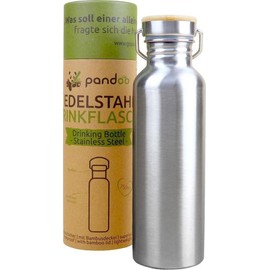 pandoo Stainless Steel Drinking Bottle 750 ml Reusable Water Bottle, Leak-proof Sports Bottle with Lid for Sports, Camping, Excursions, Cycling, with or without Insulation (Single-Walled)