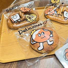 50 Pack 7x7 Inch Resealable Bread Bags with Cute Patterns - Clear Self Sealing Bakery Bags for Bagels, Toast, Croissants | Food Safe Plastic Packaging