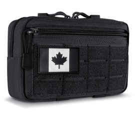 Molle Admin Pouch, Military Men Horizontal Belt Bag Utility Tactical Gear EDC Tool Organizer Pouches Include CA Patch for Plate Carrier, Vest, Panel Modular and Backpacks (T-CA036B)