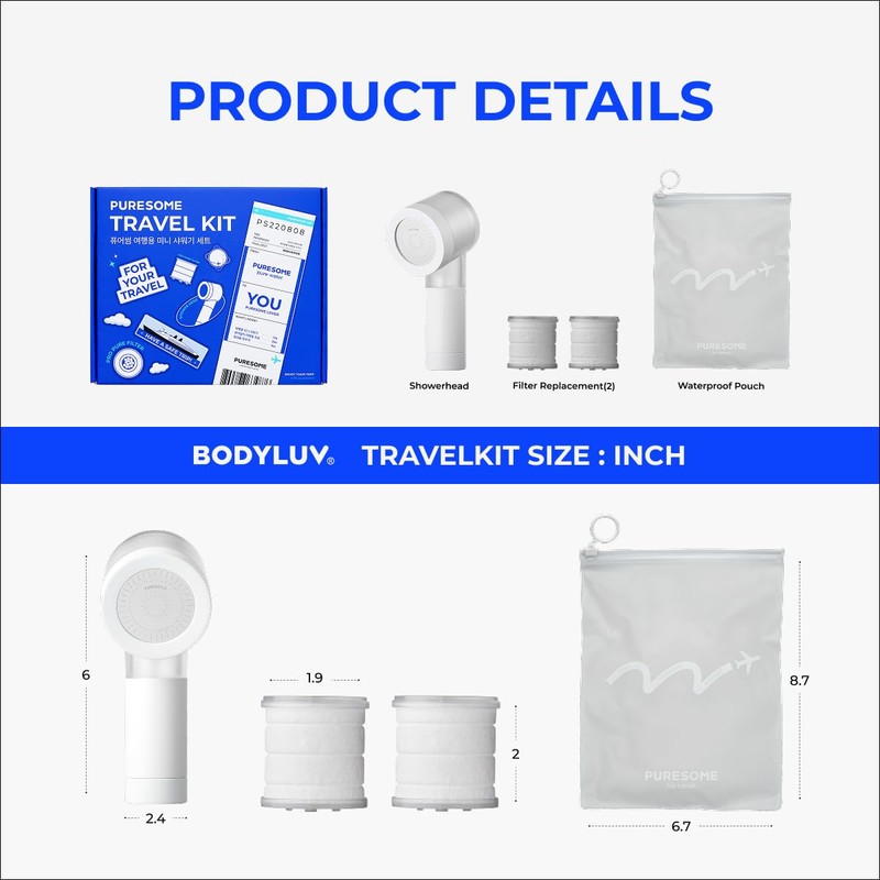 BODYLUV Puresome Travel Mini Shower Head Set with Pure Filter