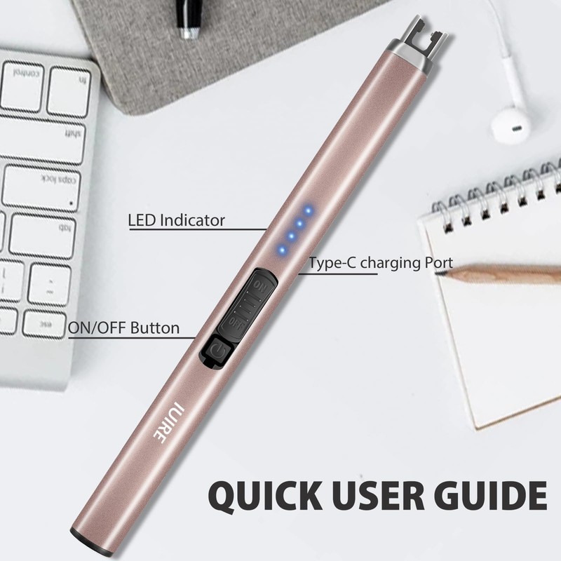 IUIRE Candle Lighters Electronic Arc Windproof Flameless USB Rechargeable Lighter