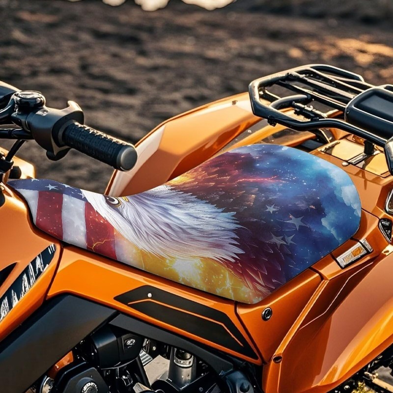 SEANATIVE Eagle Fire American Flag ATV Seat Covers Four-Wheeler Seat