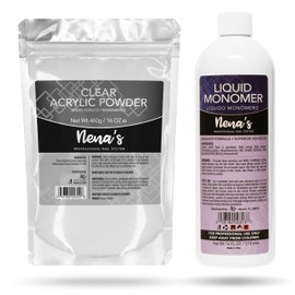 Nena's 16oz Acrylic Liquid Monomer + 16oz Clear Acrylic Powder Made in USA (Clear Pink)