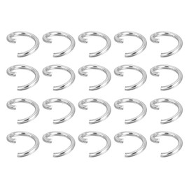 sourcing map 200Pcs Open Jump Rings, 7mm 316 Stainless Steel O Rings, Split Rings Circle Clasp Connecting Rings for Jewelry Making Supplies Necklace Repair, Silver
