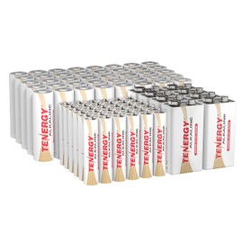 Tenergy 84 Pack Alkaline Batteries, 40 Pack AA Batteries, 36 Pack AAA Batteries, and 8 Pack 9V Size Batteries for Household Electronics