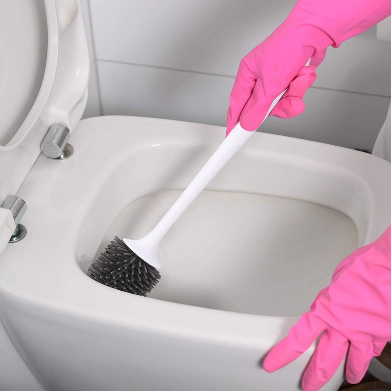 Vinsani Toilet Brush with Handle & Holder Set - Non-Slip