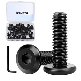 ITEHZTO 5/16-18 Bolt, 5/16-18 x 4" Flat Head Hex Socket Cap Screws Bolts, Black Oxide 304 Stainless Steel 18-8 Furniture Bolts, Fully Threaded, Bright Finish with Hex Spanner (10 Pcs)