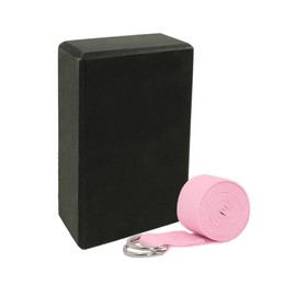 for EVA Yoga Block Black High Density Easy and Pink Resistance Yoga Strap
