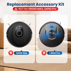 BUXEBUX Replacement Accessories Kit for Tikom G8000/G8000 Pro/HONITURE G20/G20 Pro/Airzeen G20 Pro/Laresar Evol 3/3S Robot Vacuum Parts,2Main Brush,6Side Brushes,6Hepa Filters,6Mop Pads,1Clean Tool