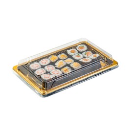 Restaurantware Sushi Containers, Pack Of 100 Plastic Disposable Rectangle Sushi Storage Containers, Sushi Containers With Lids For Meal Prep Take Out, Stackable Black Food Containers With Clear Lids