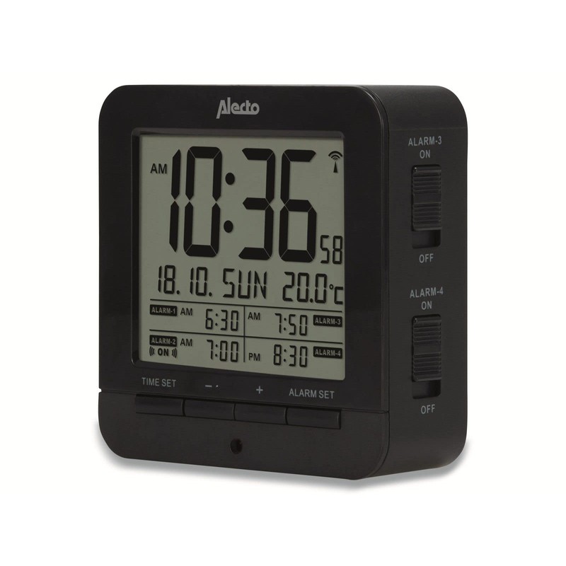 Alecto AK-20 Radio-Controlled Alarm Clock with Thermometer 2 Alarm Times