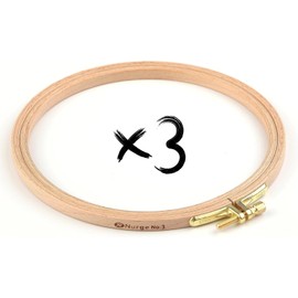 Nurge 3 Pcs 6 Inch Premium Beech Wood Gold Clasp Embroidery Hoop 8mm/0.3" Thickness (160mm = 6.30" ~ Approx 6")