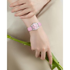 CIVO Leather Women's Watch Analogue Watch Waterproof Women's Watch Quartz Elegant Vintage Watches Small Case Watch for Women with Arabic Numerals Classic Minimalist, pink, Strap.