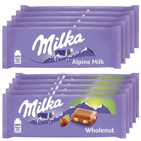 Milka European Chocolate Bars Variety Pack, Alpine Milk Chocolate &