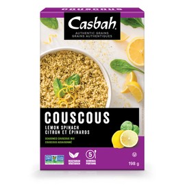 Casbah Lemon Spinach Couscous - Non-GMO, Vegan, Pre-Seasoned, Pre-Cooked Moroccan Couscous - 198g