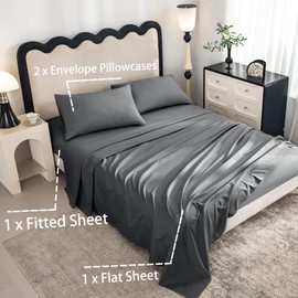 STFRBTH Twin Bed Sheet Set - 4 Piece Brushed Microfiber Bedding - Luxury, Soft, Breathable, Shrinkage and Fade Resistant Sheet Set, Dark Grey