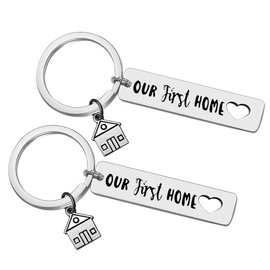 Our First Home Keychain Housewarming Gift for Couple New Homeowners Keyring Gift New House Keyring Gift for New Home Moving in Keyring Gift from Real Estate Agent Newlyweds Gift Family Keychain Gift