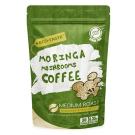 Moringa Mushroom Coffee Infused with Reishi, Moringa & Shiitake - 30% Beta-Glucans, Nutrient-rich and Antioxidants - 6.35oz (180g)
