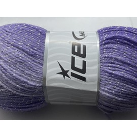 (1) 100 Gram Magic Glitz, Metallic Accent Yarn, Self-Striping Acrylic DK Weight, Purples, White, Ice Yarns no. 22061