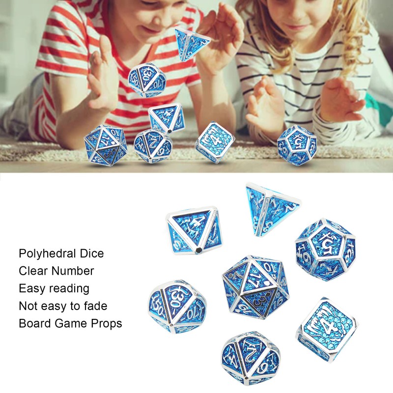 7pcs Polyhedral Dice Set Portable Exquisite Funny Metal Dice Table