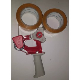 Hopewell Products Inc. 2" Inch Portable Packaging Tape Gun Dispenser with 2 Rolls 55yd Tan Tape