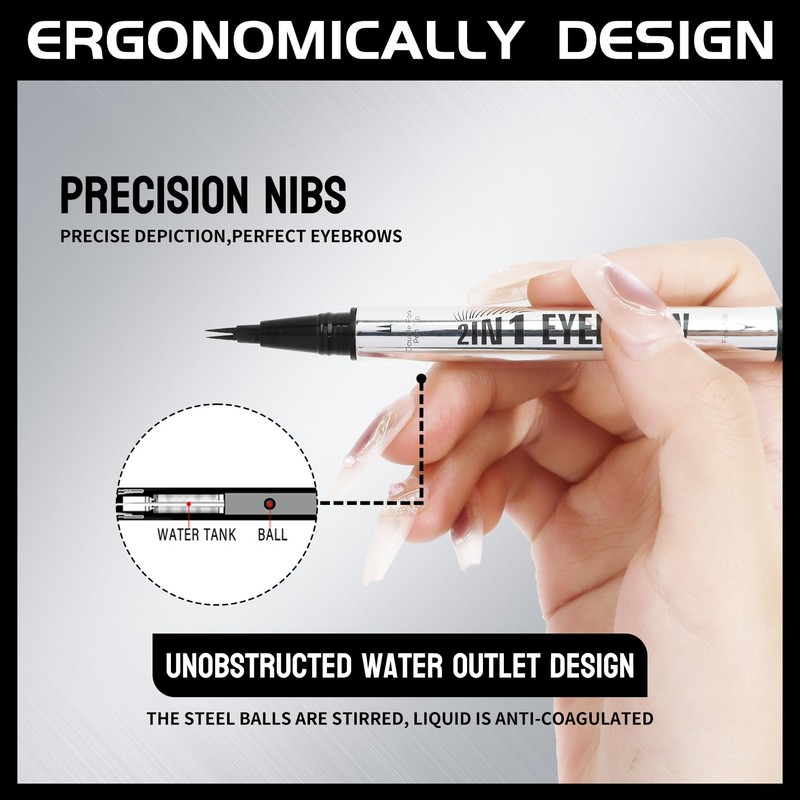 Eyebrow Pencil, Microblading Eyebrow Pen, 2-In-1 Dual-Ended Eye Brow Pencil