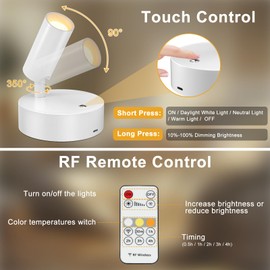 Kimjo Spot Lights Indoor, Rechargeable Plant Spotlight Indoor, Wireless LED Up Lights Accent Lighting with Timer and Dimmable, Battery Powered Picture Light