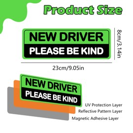 4Pcs Magnetic Car Stickers for Beginners, New Funny Reflective Magnetic Signs Bumper Safety Decoration Auxiliary Equipment for Students and Novices Supplies