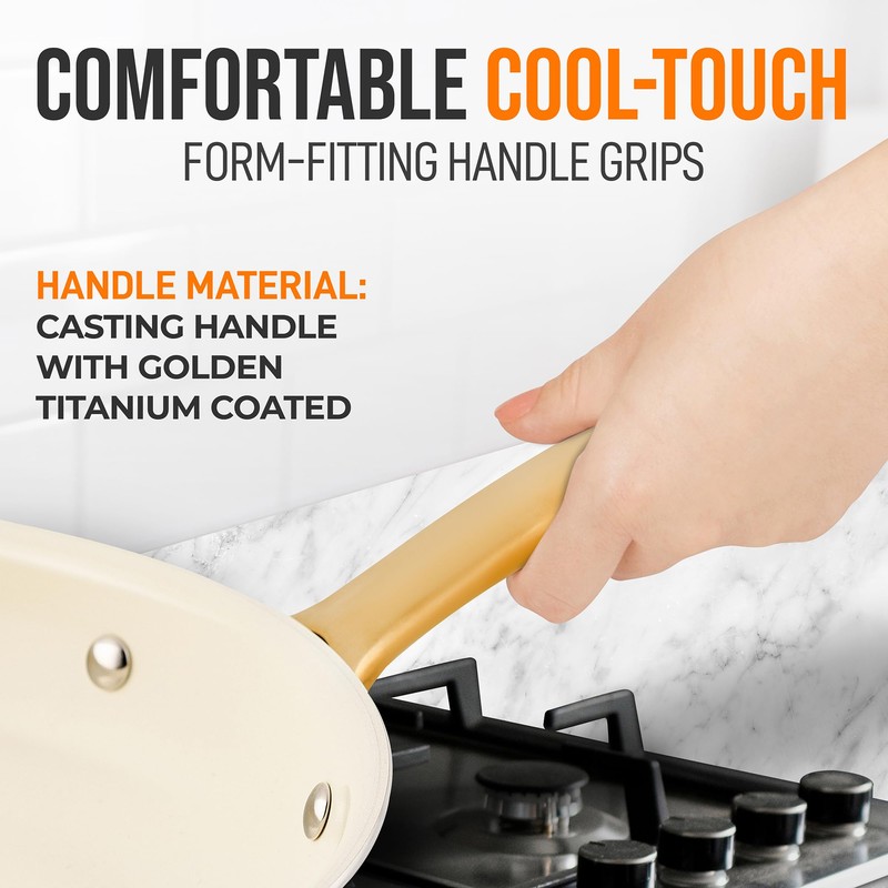 NutriChef 10" Medium Ceramic Fry Pan - Non-Stick Ceramic Coated