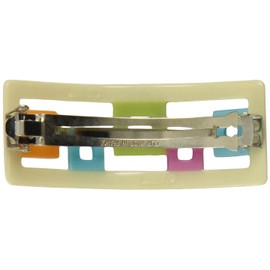 Caravan Puzzle Of Square Colored Boxes In An Open Cream Box Setting All Handmade Barrette
