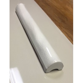 1x6 White Glossy Crackled Ceramic Pencil Molding Trim Chair Rail
