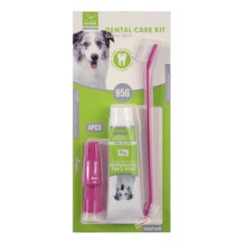 J.H. Company Set 4 Pcs Pasta Dental + Cepillo + Dedal Perro Mascota 16940