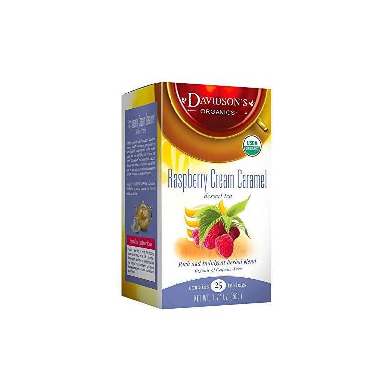 Davidson's Organics, Raspberry Cream Caramel, 25-count Tea Bags, Pack of