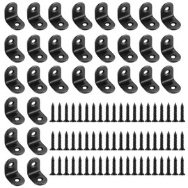 30pcs L-Shaped Angle L-Shaped Angle Bracket Right Angle Bracket Right Angle Hook Angle Bracket Stainless Steel with Screws Black 20x20x2.0mm