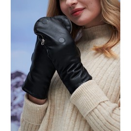 YISEVEN Women's Leather Gloves Mittens Zip Closure