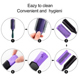 4Pcs Detangling Brush Set for Women - Detangler Hair Brush for Wet or Dry Straight, 200ml Continuous Spray Bottle with Hair 9 Row Styling Brush