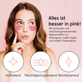 grace & stella - Eye Pads Against Dark Circles, Eye Pads Reduce Dark Circles, Eye Pads Against Bags and Wrinkles, Cooling and Refreshing Eye Pads Masks, Gel Eye Pads [24 Pairs, Pink]