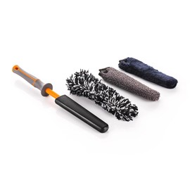 Detail Factory - Wheel Brush Mini with Interchangeable Microfiber Covers - Ultra-Soft Cleaning, Washing and Detailing Wheels, Tires, and Rims - Solar Flare