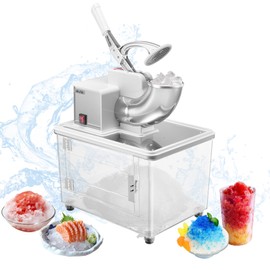 VEVOR Commercial Ice Crusher 661LBS/H, 350W Electric Snow Cone Machine with 4 Blades, 1400RPM Stainless Steel Shaved Ice Machine with 11 Gal Crushed-Ice Box, for Family Restaurants Bars, White