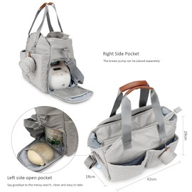 Breast Pump Bag - Baby Diaper Tote Bag with Laptop Sleeve Fit 15 Inch Laptop and Insulation Pocket, Fit Most Breast Pumps Like Medela, Spectra S1,S2 AVENT (Brown)