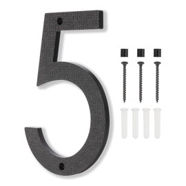 PATIKIL 8 Inch House Numbers, House Address Numbers Sign Large Floating Modern Home Number with Screws for Outside Door Wall Street, Black, 5
