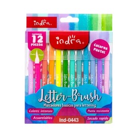 INDRA IND-0443 MARCADORES LETTERBRUSH 12 PIEZAS COLORES PASTEL