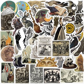 Medieval Witch Stickers,Witchy Stickers,Vintage Aesthetic Stickers for Water Bottles Laptop,Magic Fantasy Stickers