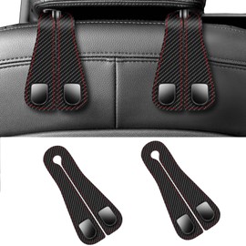 2PCS Car Seat Back Storage Hook, Seat Back Double Hook, Full Leather Car Headrest Purse Hooks Hang Cups, Umbrellas, Key Chains, Bendable Headrest Purse Bag Hooks for Car Many Other Models