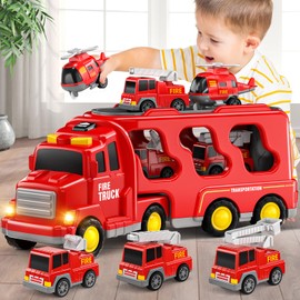 Beby Buty 5 in 1 Fire Truck Cars for Toddlers 3-5, Boy Car Truck Toys with Light Sound, Birthday Gifts for 3 4 5 6 Year Old Boy