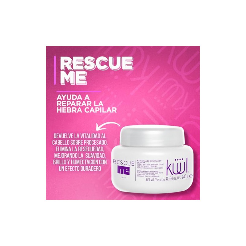 KÜÜL Mascarilla Rescue Me Reparadora Cabello Dañado Hidratación Brillo 245g