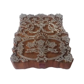 Intricate Print Block Large Floral Border Pattern Big Wooden Stamp